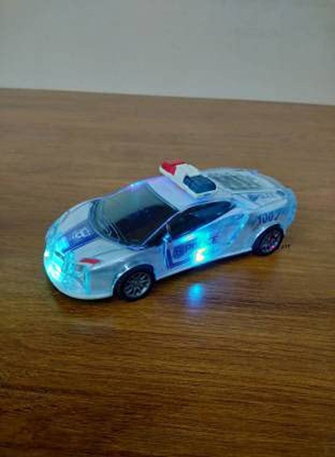 PRIMEFAIR Police Car With Lights, Friction, Music And Siren Sound Police 3D Car (Pack Of 1), White - Image 4